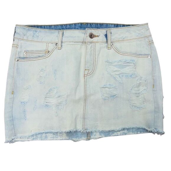 MNG Jean Mini Skirt Denim Distressed 4 - Picture 1 of 3
